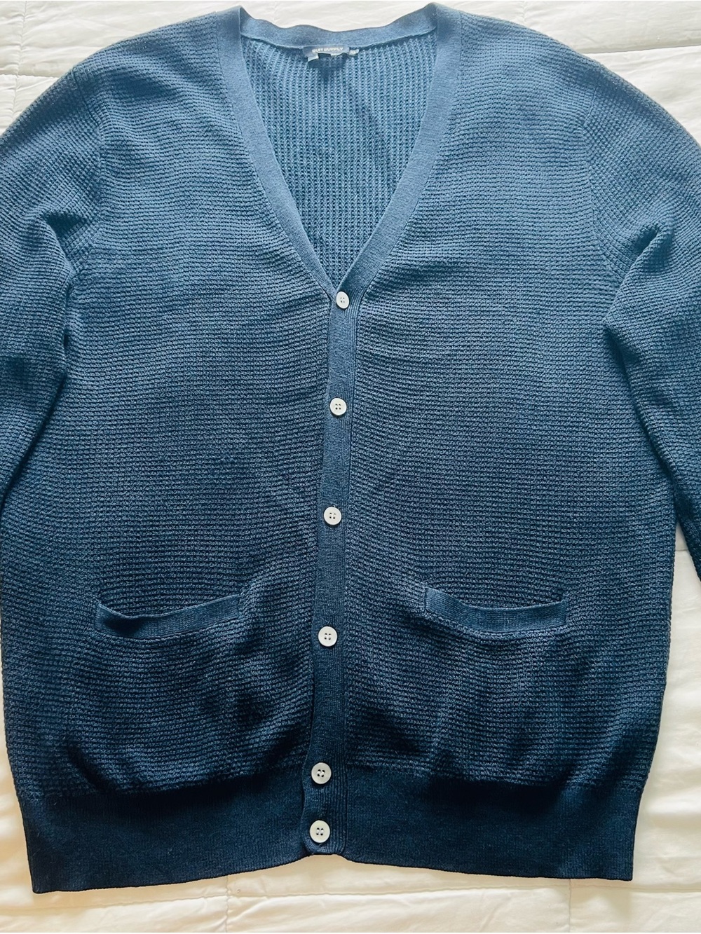 Suitsupply Deep Blue V-Neck Button Cardigan